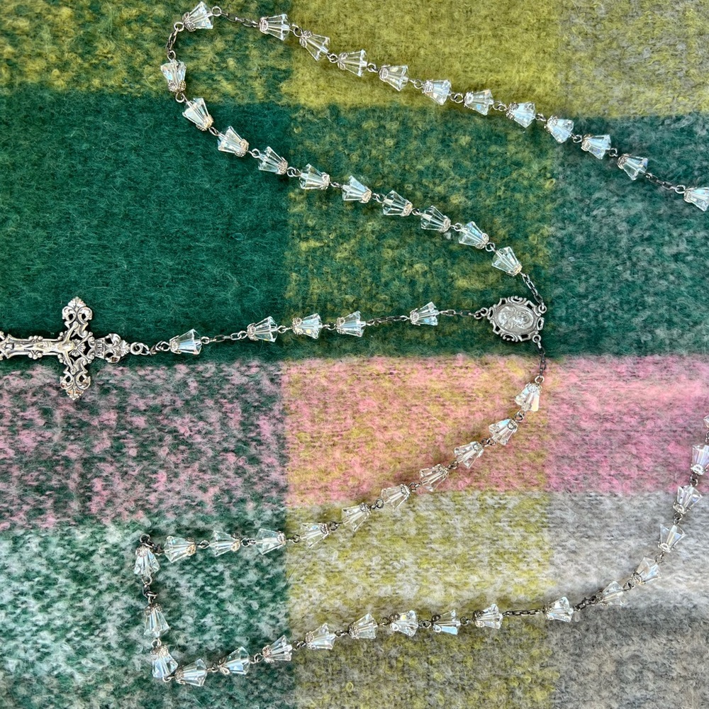 Swarovski Silver Crystal Rosary Necklace